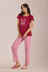 Sweet Moon Knit Cotton Pyjama Set - Darkpink Maroon — thumbnail 3